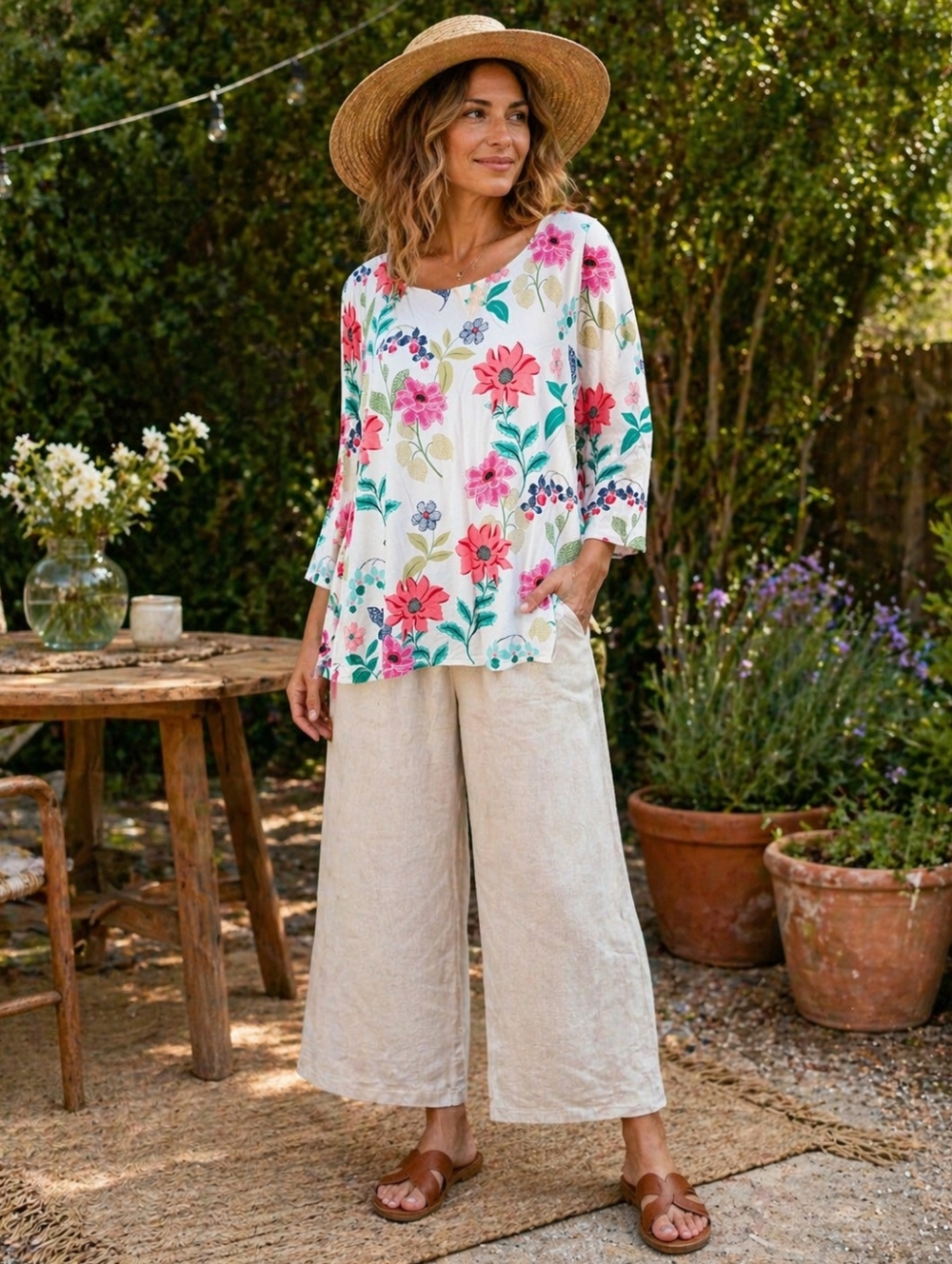 J Jill Floral Top Petite Large Rayon Spandex Stretch Casual Spring Blouse - Picture 2 of 8